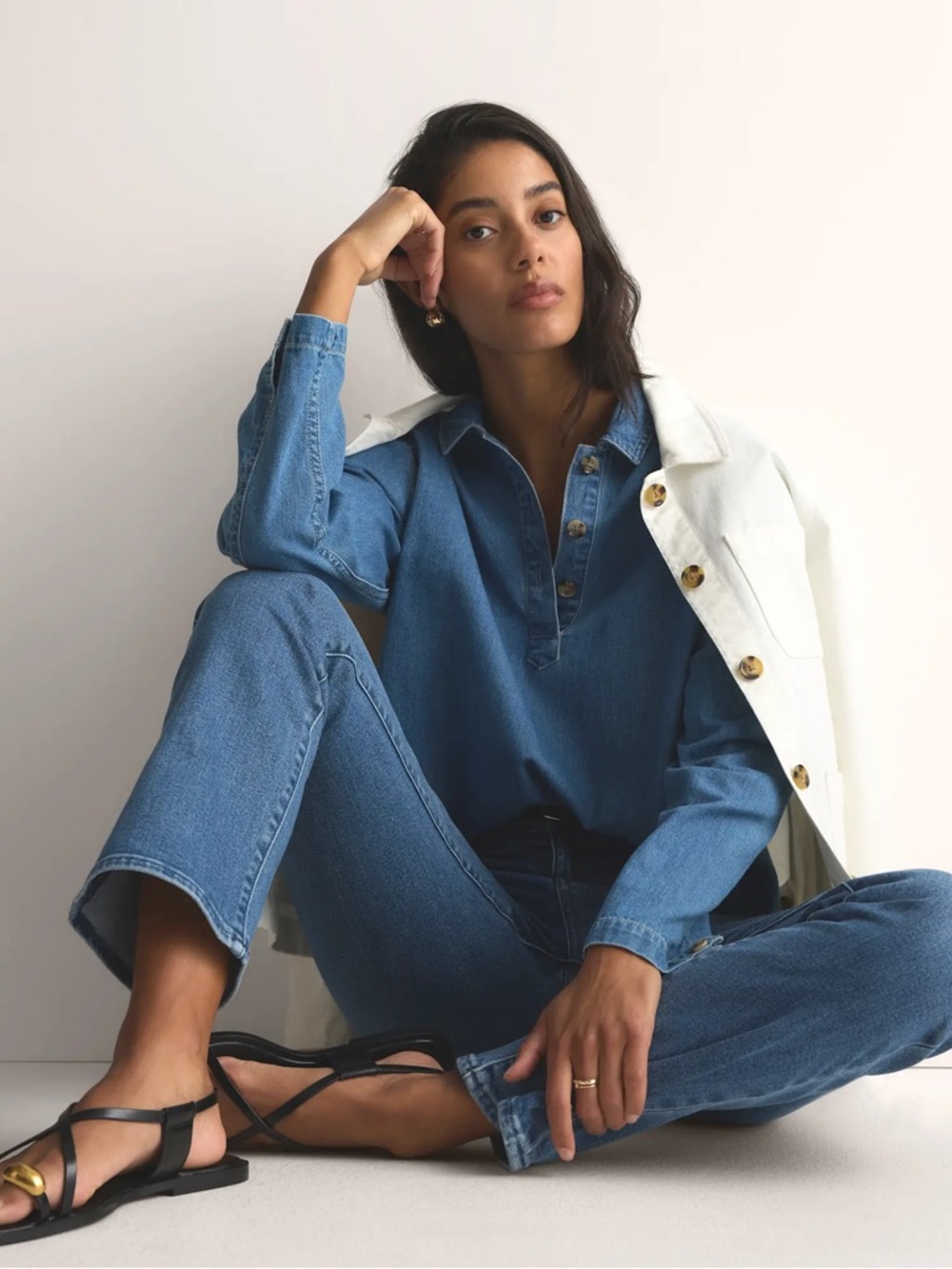 QUINCE | Bella Stretch Kick Flare Jeans in Seaside Blue | 30
